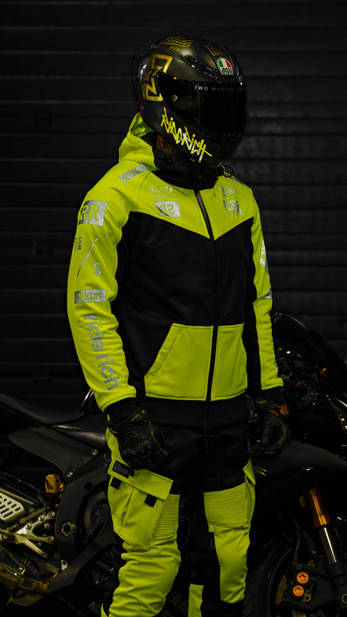 Ride Rich Regency V2 Flow Mesh Armoured GP Softshell Motorcycle Jacket - Yellow